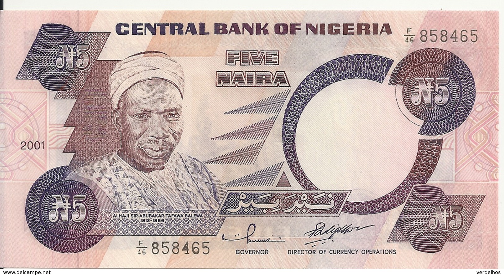 NIGERIA 5 NAIRA  2001 AUNC P 24 G - Nigeria