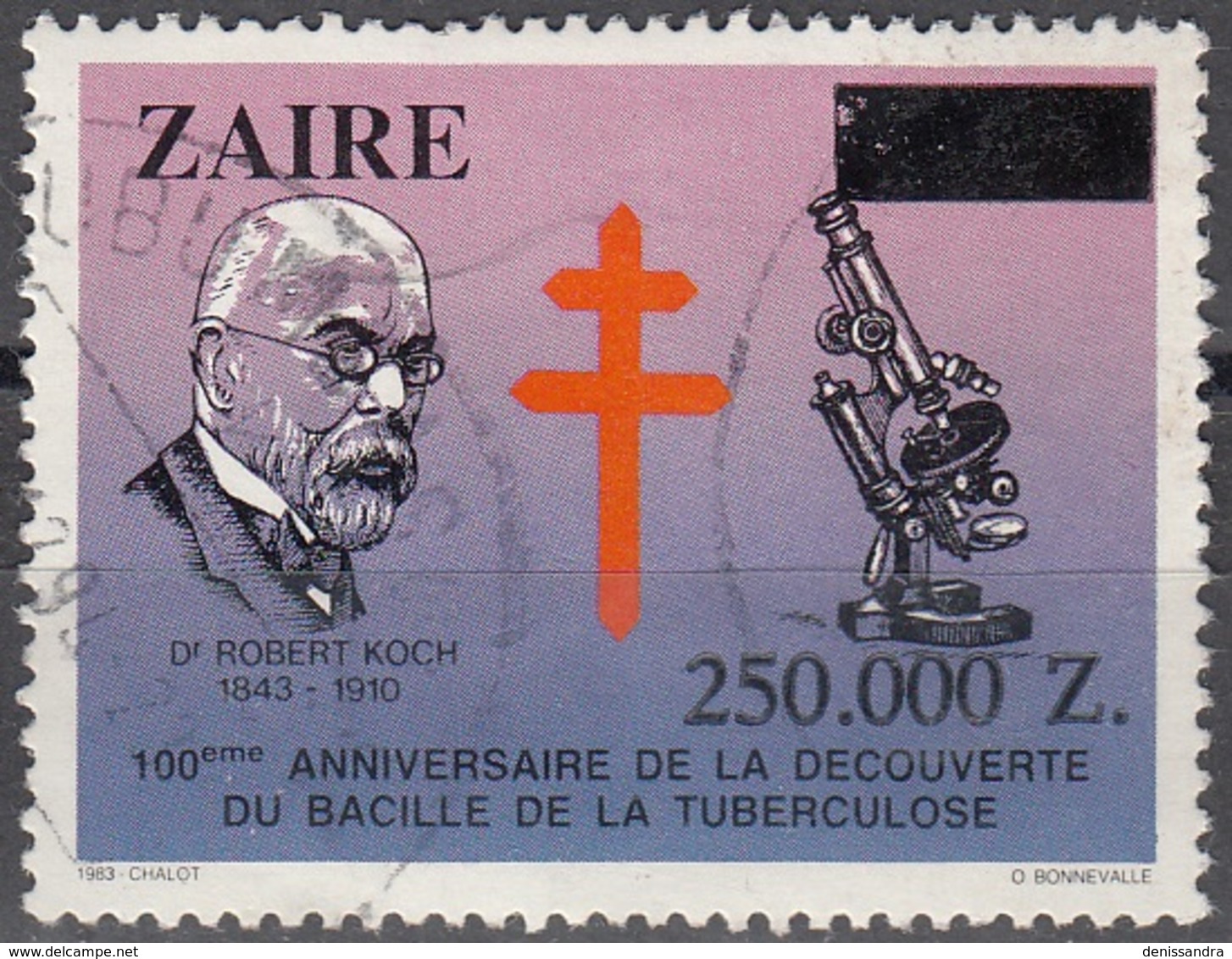 Zaïre 1992 Michel 1063 O Cote (2002) 2.00 Euro Robert Koch Tuberculose Cachet Rond - Oblitérés