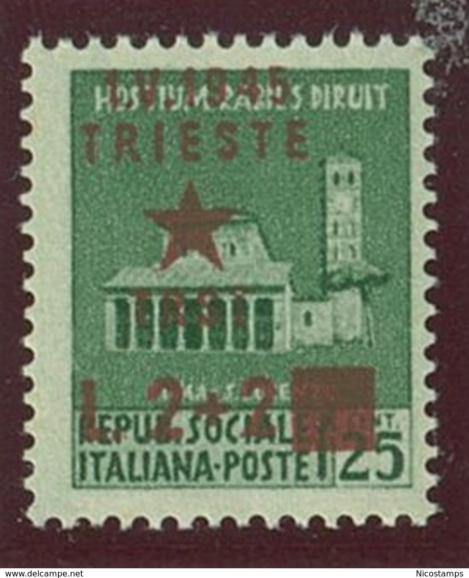 ITALIA - OCC. JUGOSLAVA DI TRIESTE SASS. 7d NUOVO - Occ. Yougoslave: Trieste