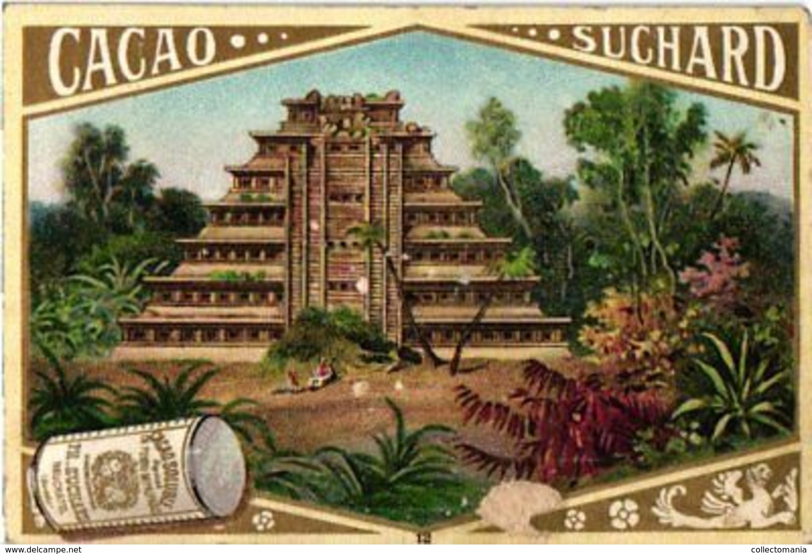 12 Chromo Litho Cards Chocolate SUCHARD Set74 C1899 Litho Monuments Of Antiquity; Boedha Kamekura, Pagode Ning-po - Suchard