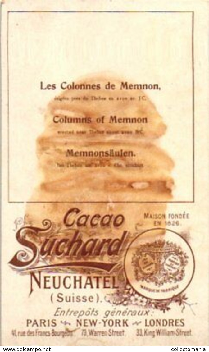 12 chromo litho cards chocolate SUCHARD set74 c1899 Litho Monuments of Antiquity; Boedha Kamekura, Pagode ning-po