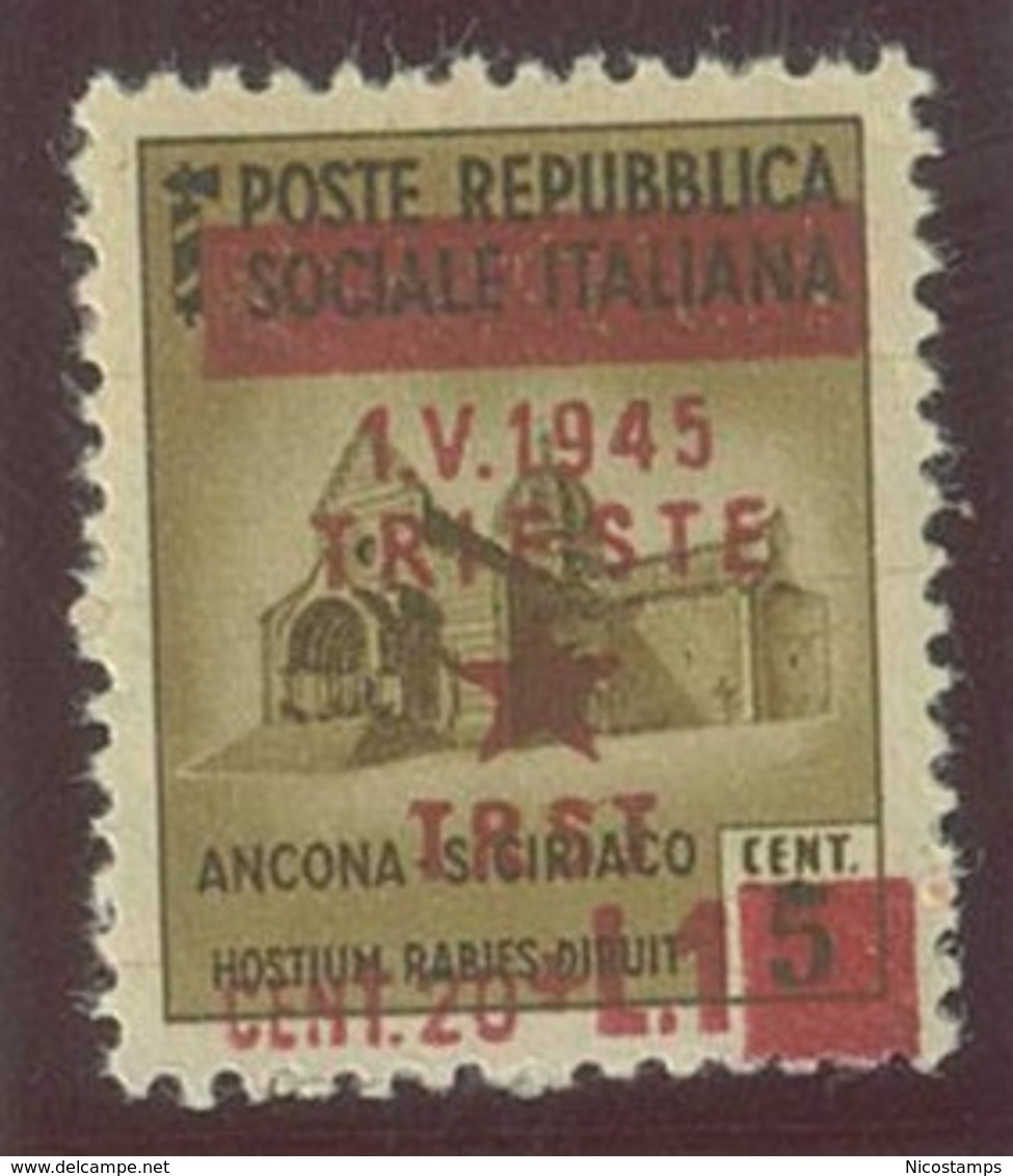 ITALIA - OCC. JUGOSLAVA DI TRIESTE SASS. 1Ce NUOVO - Joegoslavische Bez.: Trieste