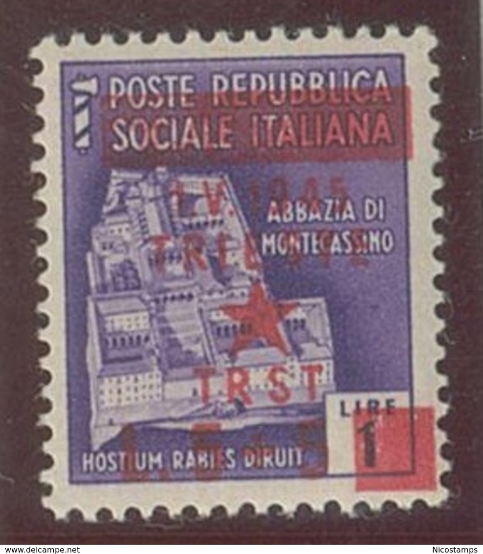 ITALIA - OCC. JUGOSLAVA DI TRIESTE SASS. 9f NUOVO - Yugoslavian Occ.: Trieste