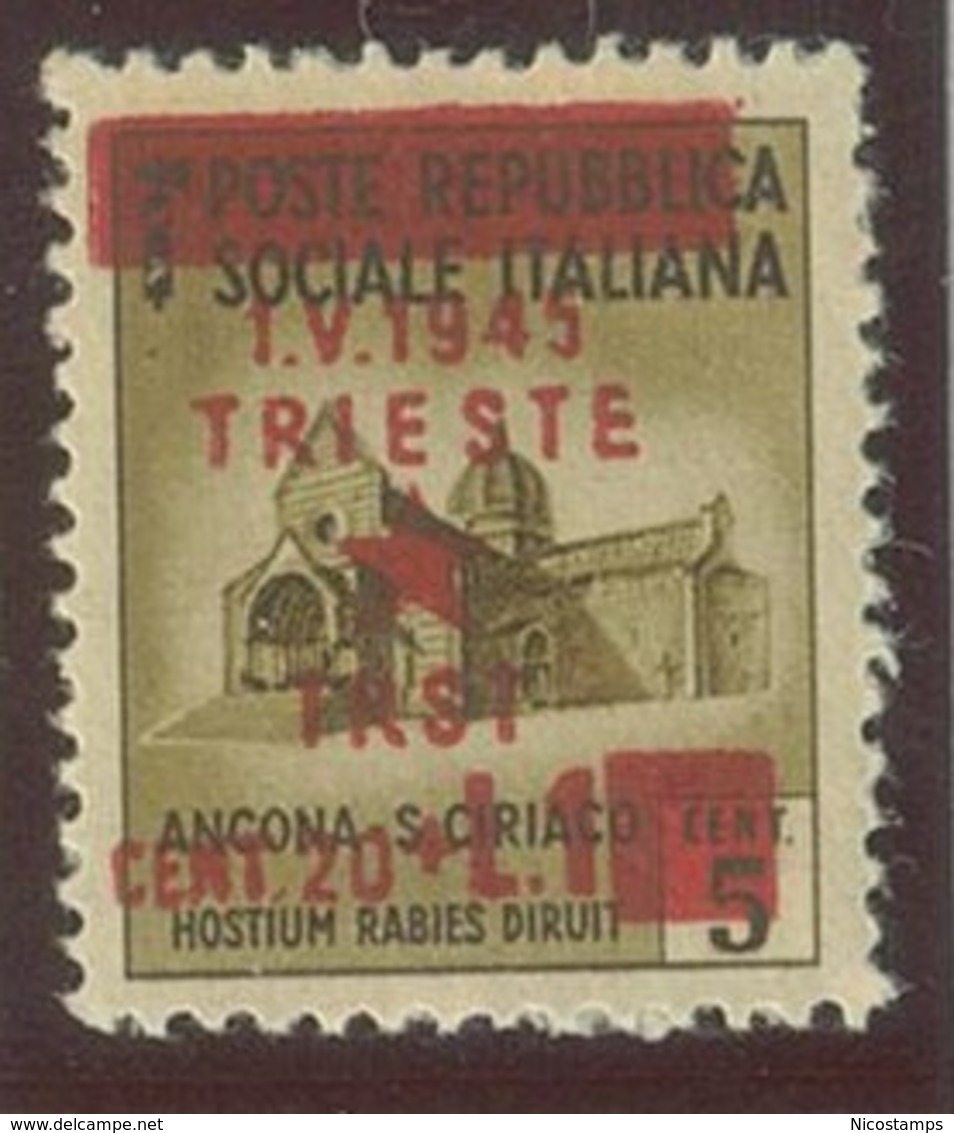 ITALIA - OCC. JUGOSLAVA DI TRIESTE SASS. 1g NUOVO - Occ. Yougoslave: Trieste