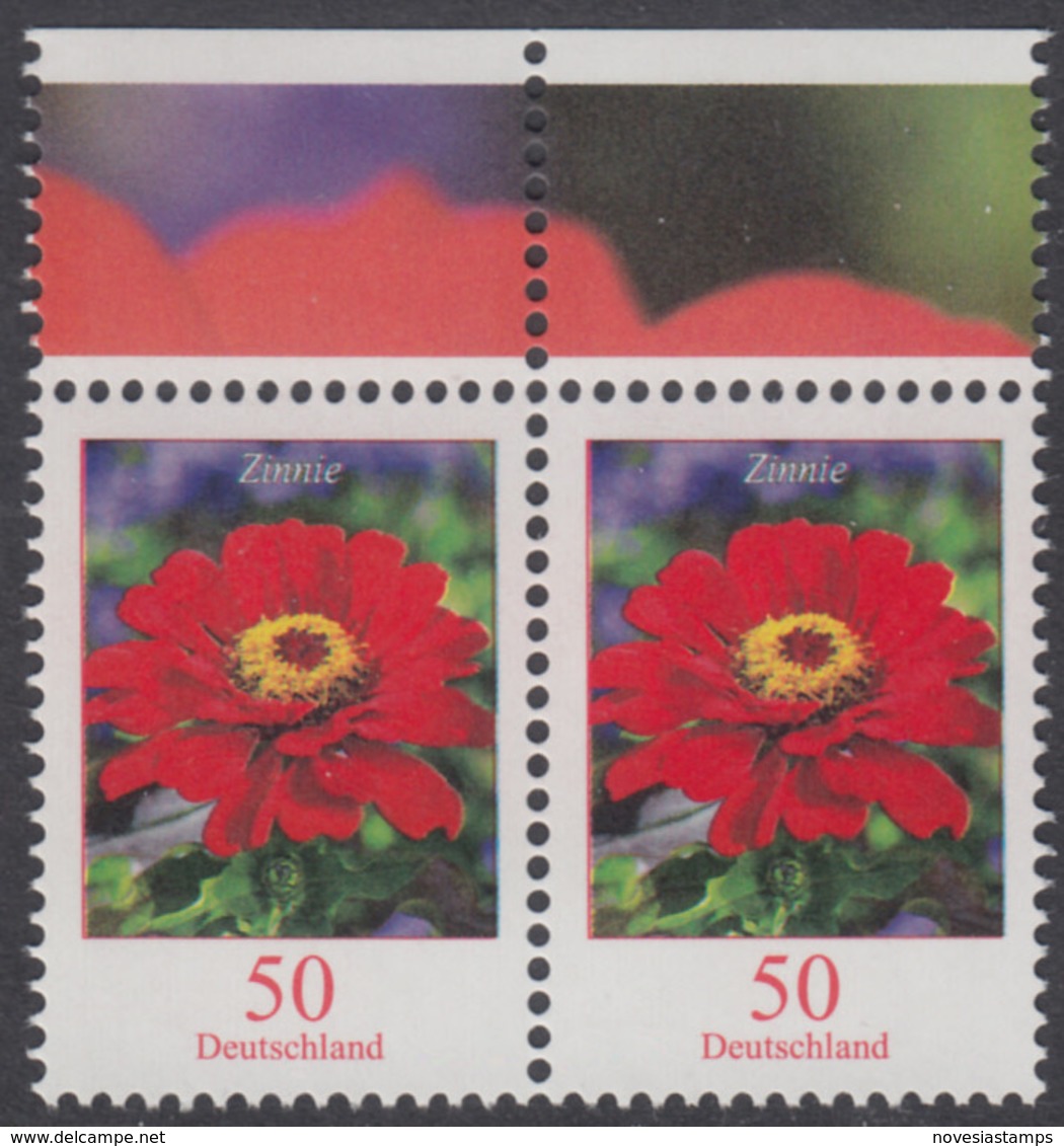 !a! GERMANY 2020 Mi. 3535 MNH Horiz.PAIR W/ Top Margins (b) - Flowers: Zinnia - Unused Stamps