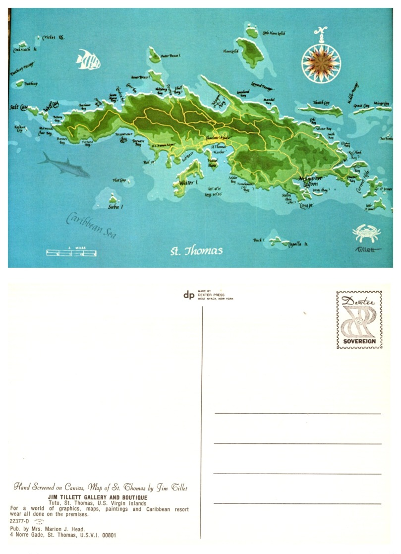 Map Of St. Thomas, St. John, U.S. Virgin Islands, Tortola, British Virgin Islands - Virgin Islands, US
