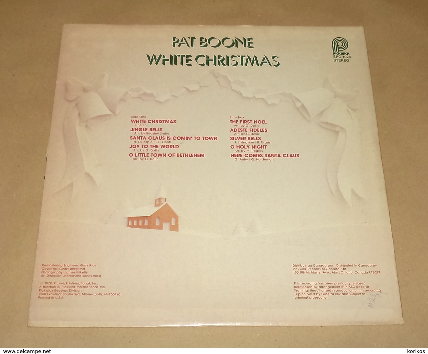 PAT BOONE - WHITE CHRISTMAS – PICKWICK RECORDS – VINYL 1979 – SPC-1024 - Chants De Noel