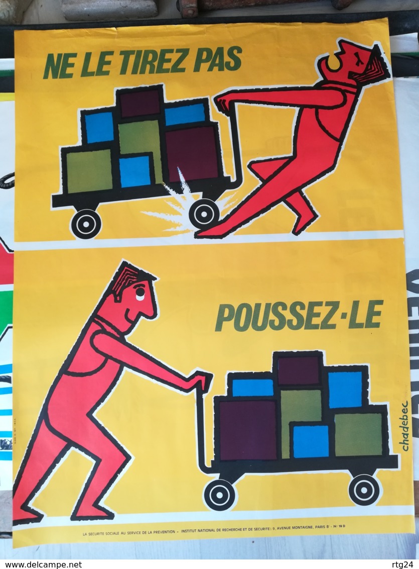 AFFICHE  DE 1971 CHADEBEC . " NE LE TIREZ PAS  POUSSEZ LE   " - Affiches