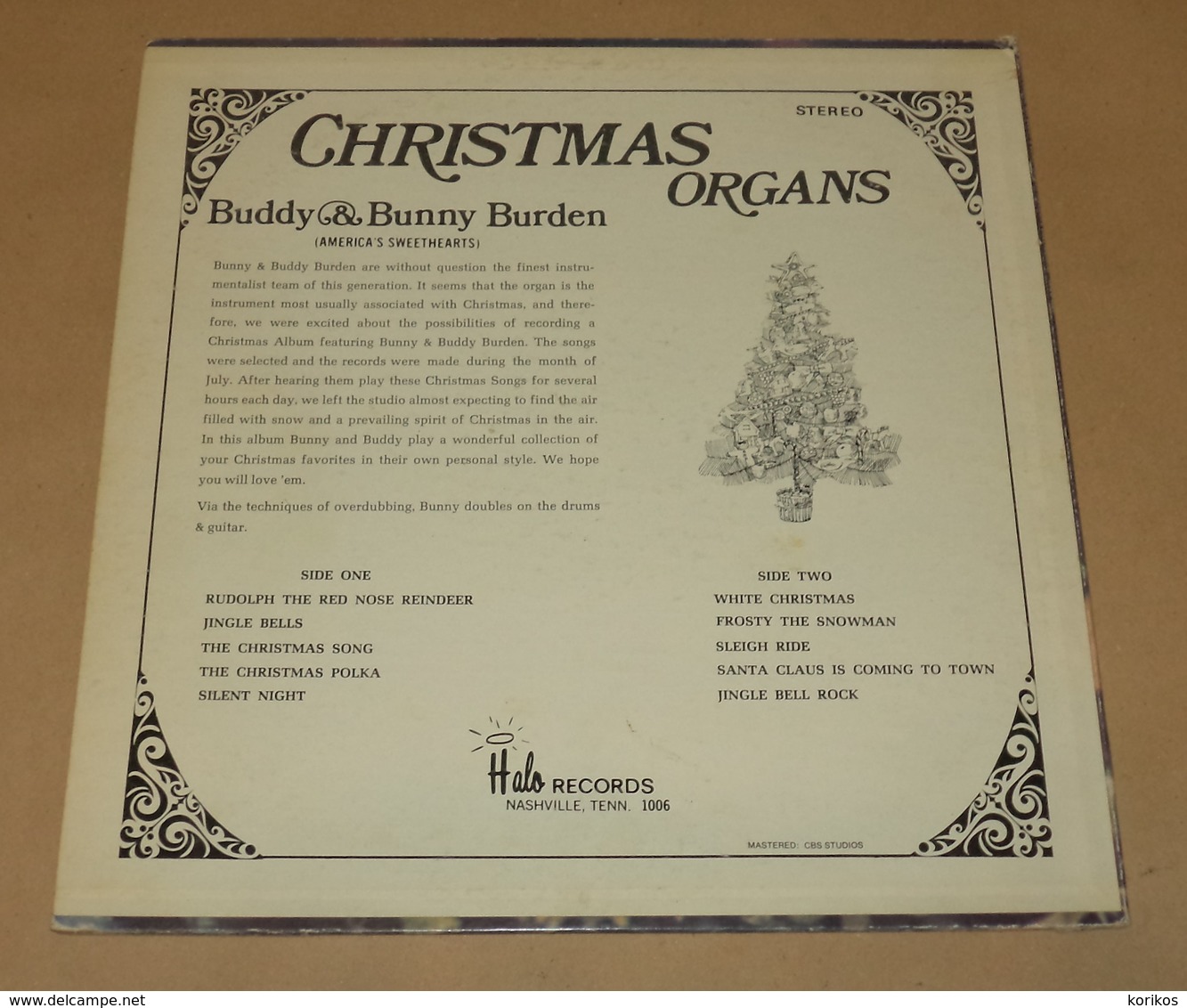 CHRISTMAS ORGANS WITH BUDDY AND BUNNY BURDEN – HALO RECORDS – VINYL 1970s – C1010 - Christmas Carols