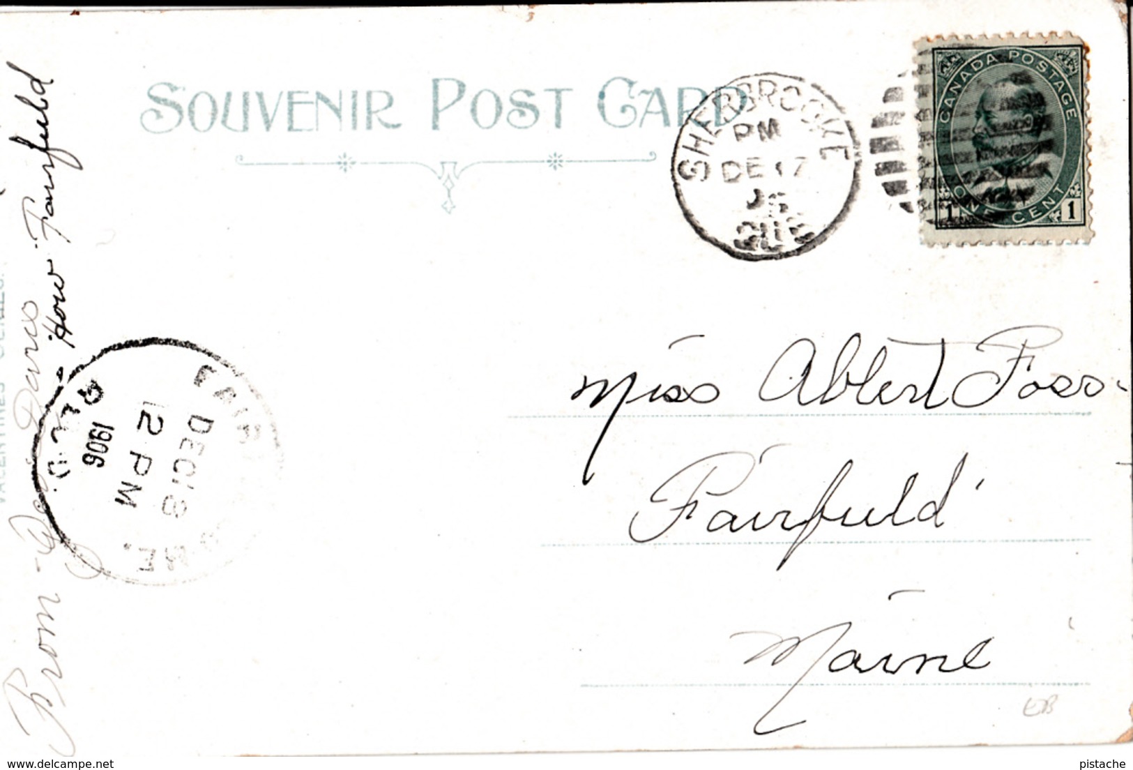 Sherbrooke Québec - Rue Commerce Dufferin Street - Post Office And Bank - Simple Back - Written 1906 - 2 Scans - Sherbrooke