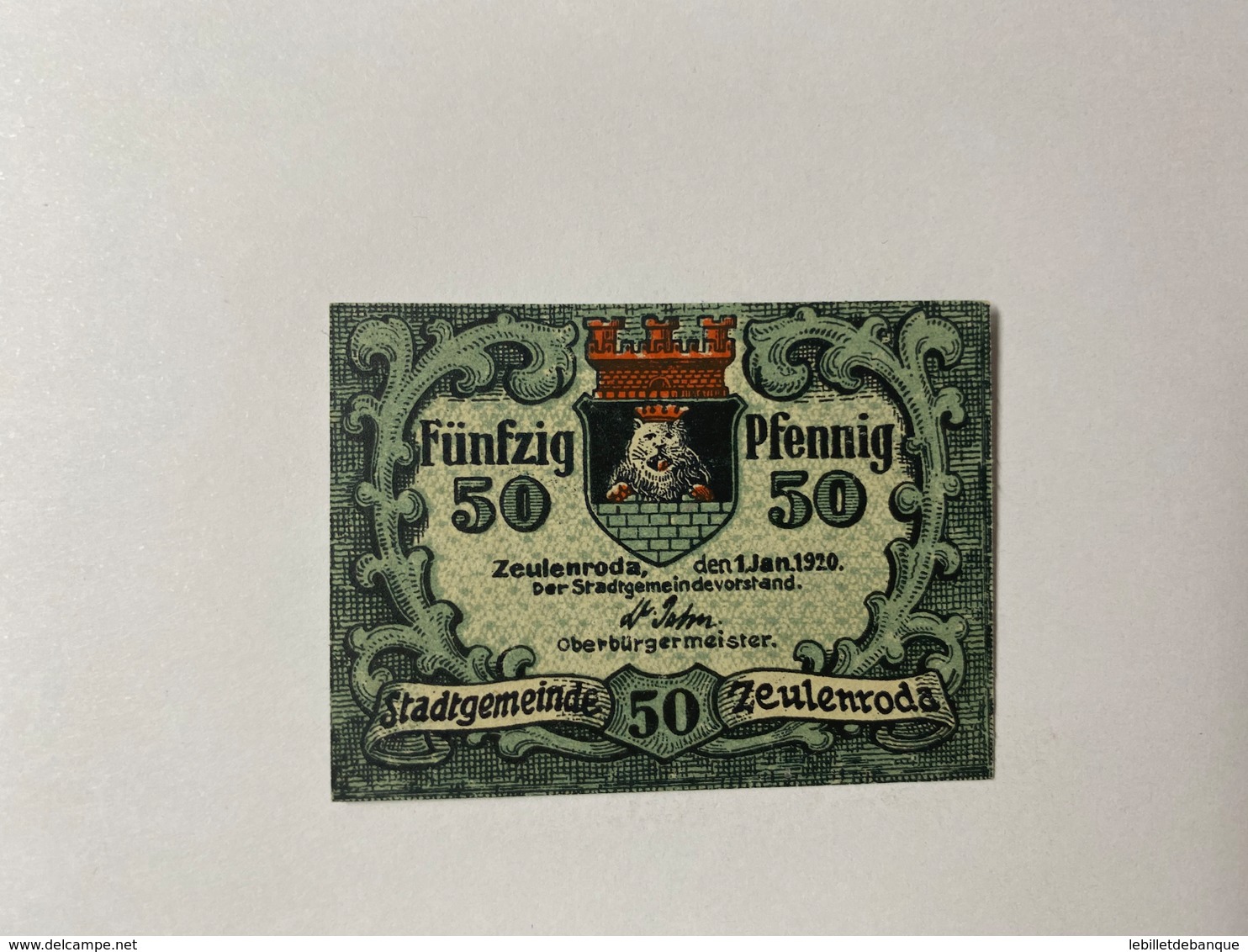 Allemagne Notgeld Zeulenroda 50 Pfennig - Collections