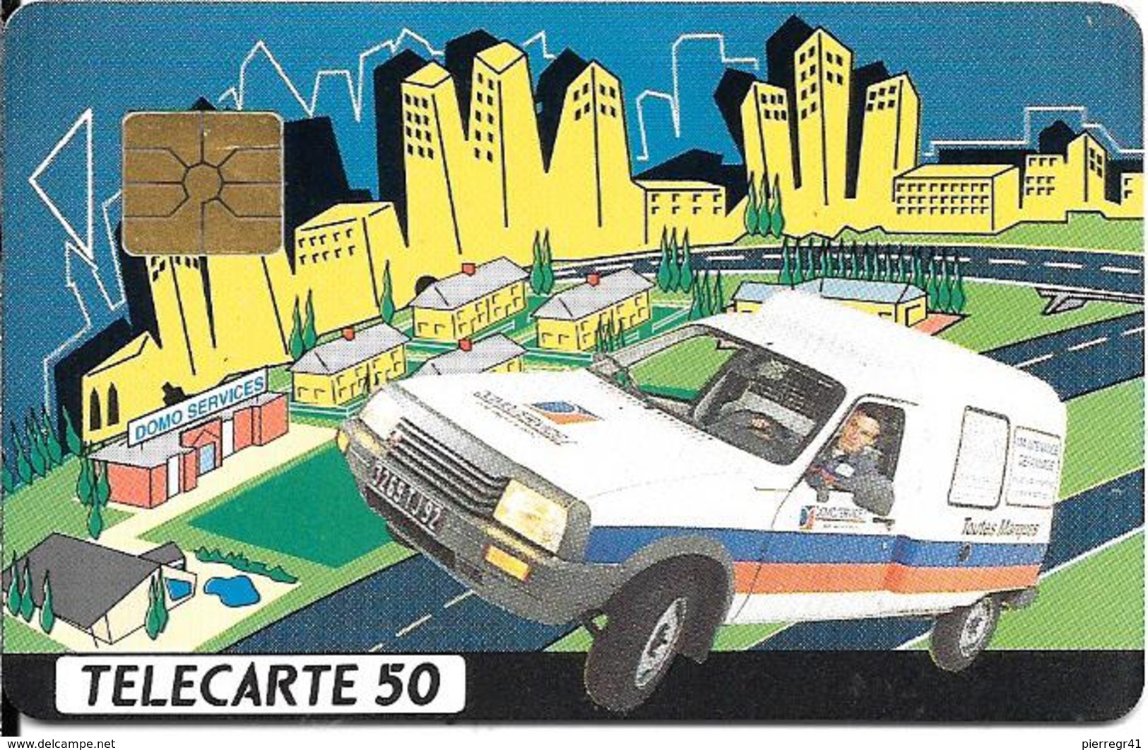 CARTE-PUCE-PRIVEE-PUBLIC- 50U-EN392-GEMA -06/92-DOMOSERVICES Du 06/92-R°Glacé-Série A-Utilisé--TBE-LUXE - 50 Unités   