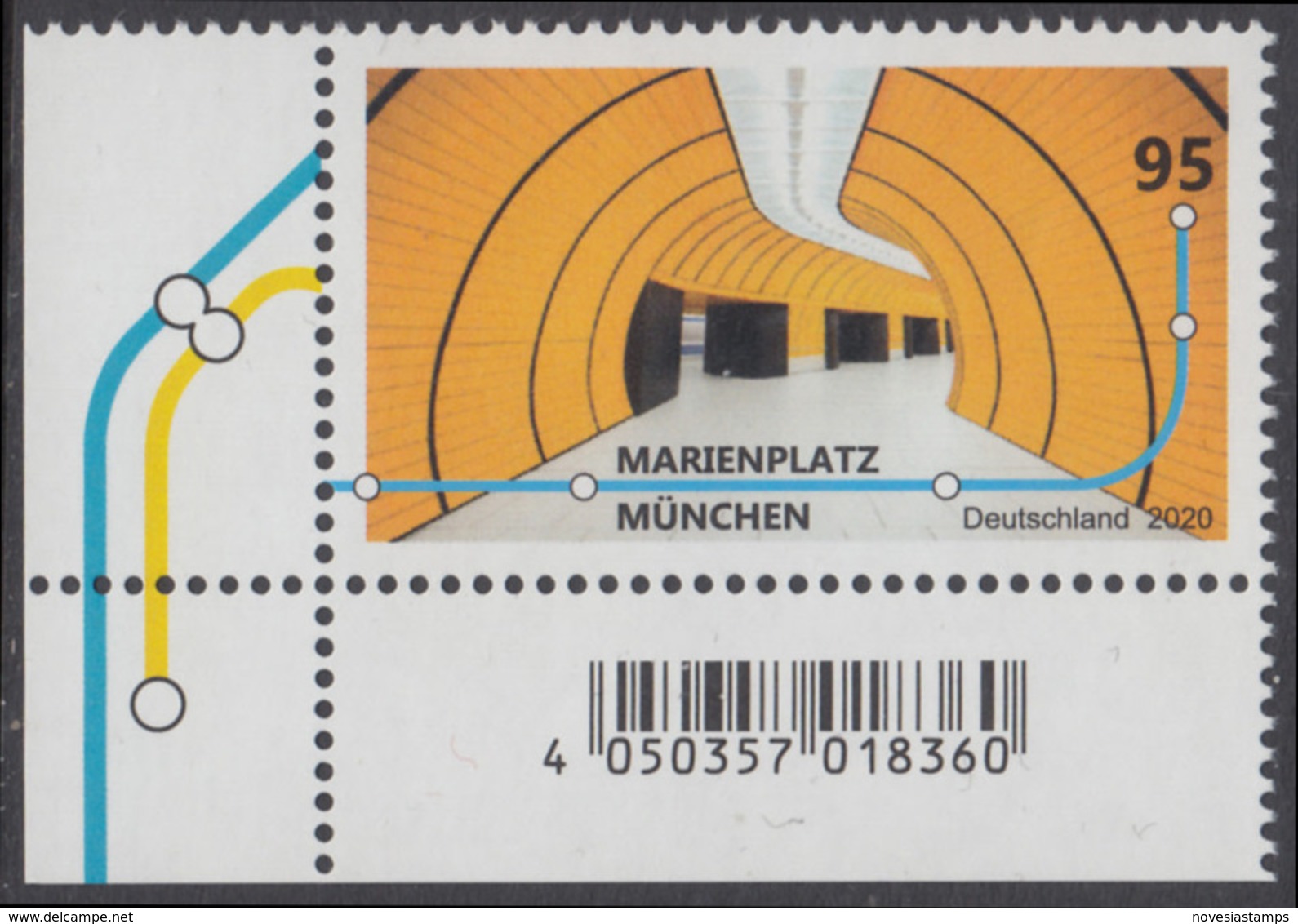 !a! GERMANY 2020 Mi. 3538 MNH SINGLE From Lower Left Corner - Subway Stations: Marienplatz, Munic - Unused Stamps