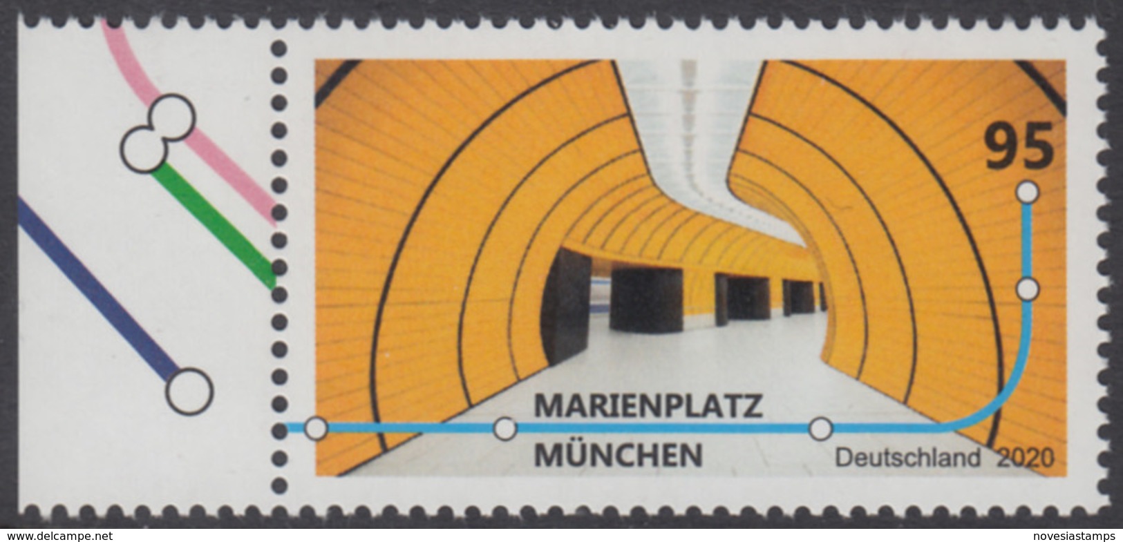 !a! GERMANY 2020 Mi. 3538 MNH SINGLE W/ Left Margin (a) - Subway Stations: Marienplatz, Munic - Nuovi