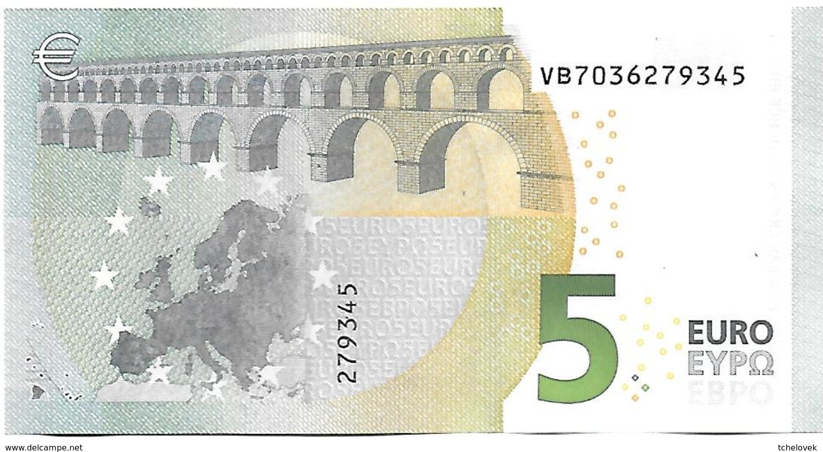 (Billets). 5 Euros 2013 Serie VB, V011J4 Signature 3 Mario Draghi N° VB 7036279345 - 5 Euro