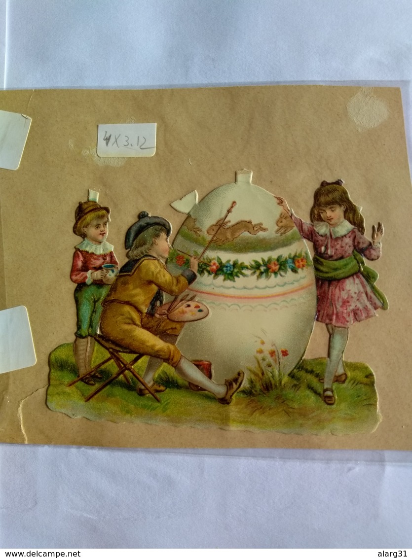 Decoupis Oblaten Victorian Scraps Early 1890 German  Original Backing Paper Giant 12*8.50 Paques Pascuas Easter Cmt - Motif 'Pâques'