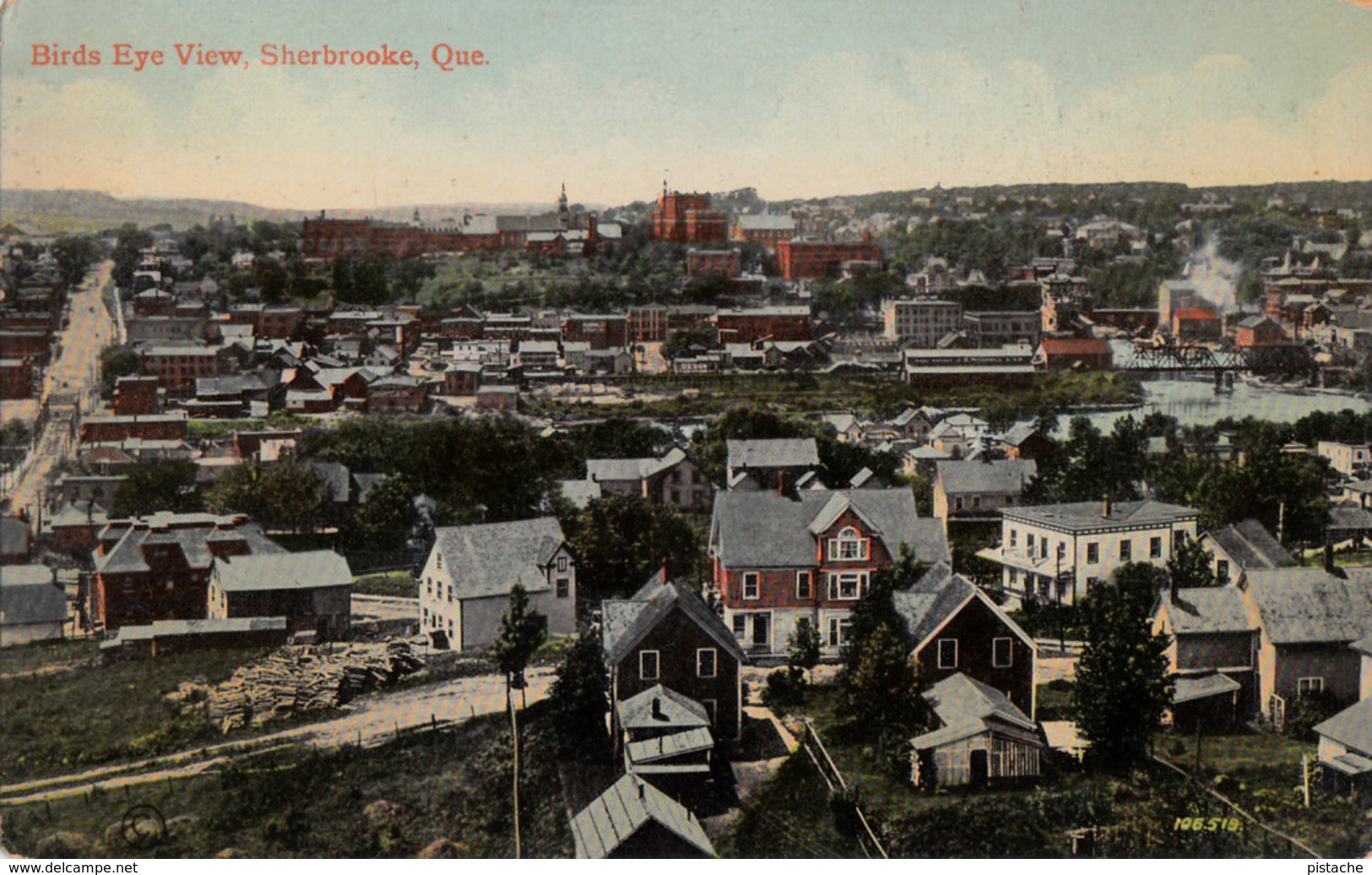 Vintage 1911 - Sherbrooke Québec Canada - Birds Eye View - Written - Stamp - 2 Scans - Sherbrooke