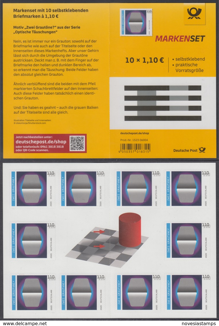 !a! GERMANY 2020 Mi. 3540 MNH FOLIOSET(10) (self-adhesive) - Optical Illusions - 2011-2020