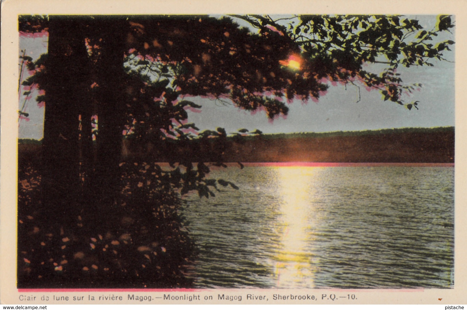 Sherbrooke Quebec - Clair De Lune - Moonlight On Magog River - 2 Scans - Sherbrooke