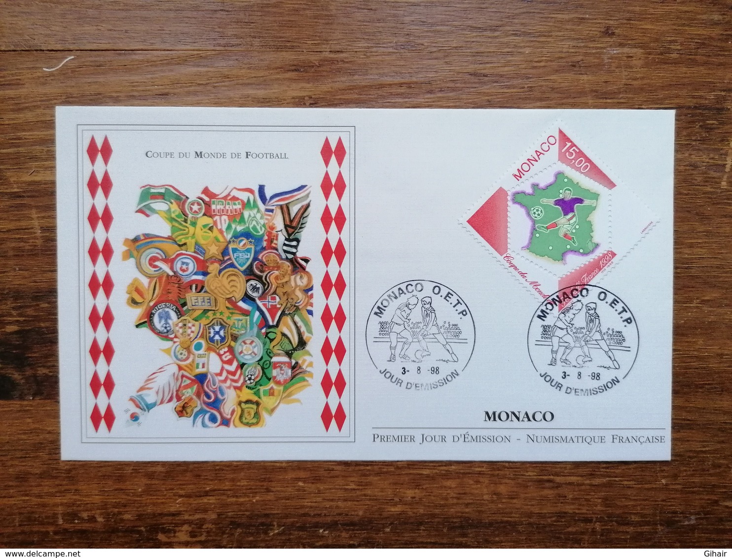 FDC Monaco 03/08/1998 Coupe Du Monde De Football - Storia Postale