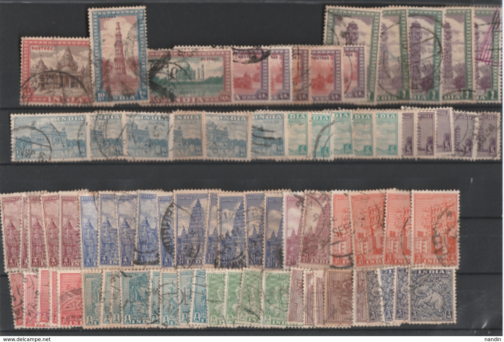 1949 USED STAMPS LOT  FROM INDIA ISSUED ON 2ND ANNV OF INDEPENDENCE ON ARCHAEOLOGICAL & HISTORICAL MONUMENTS - Gebruikt