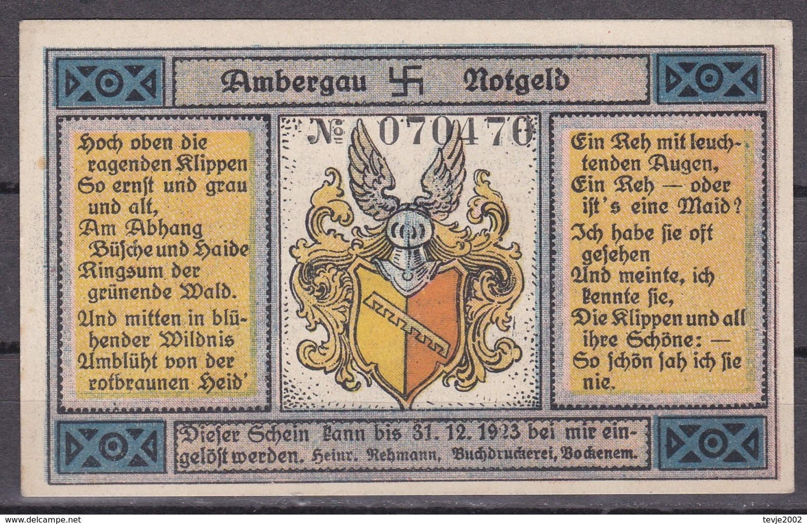 Notgeld - 50 Pfennig - Ambergau - Bodensteiner Klippen - Lokale Ausgaben