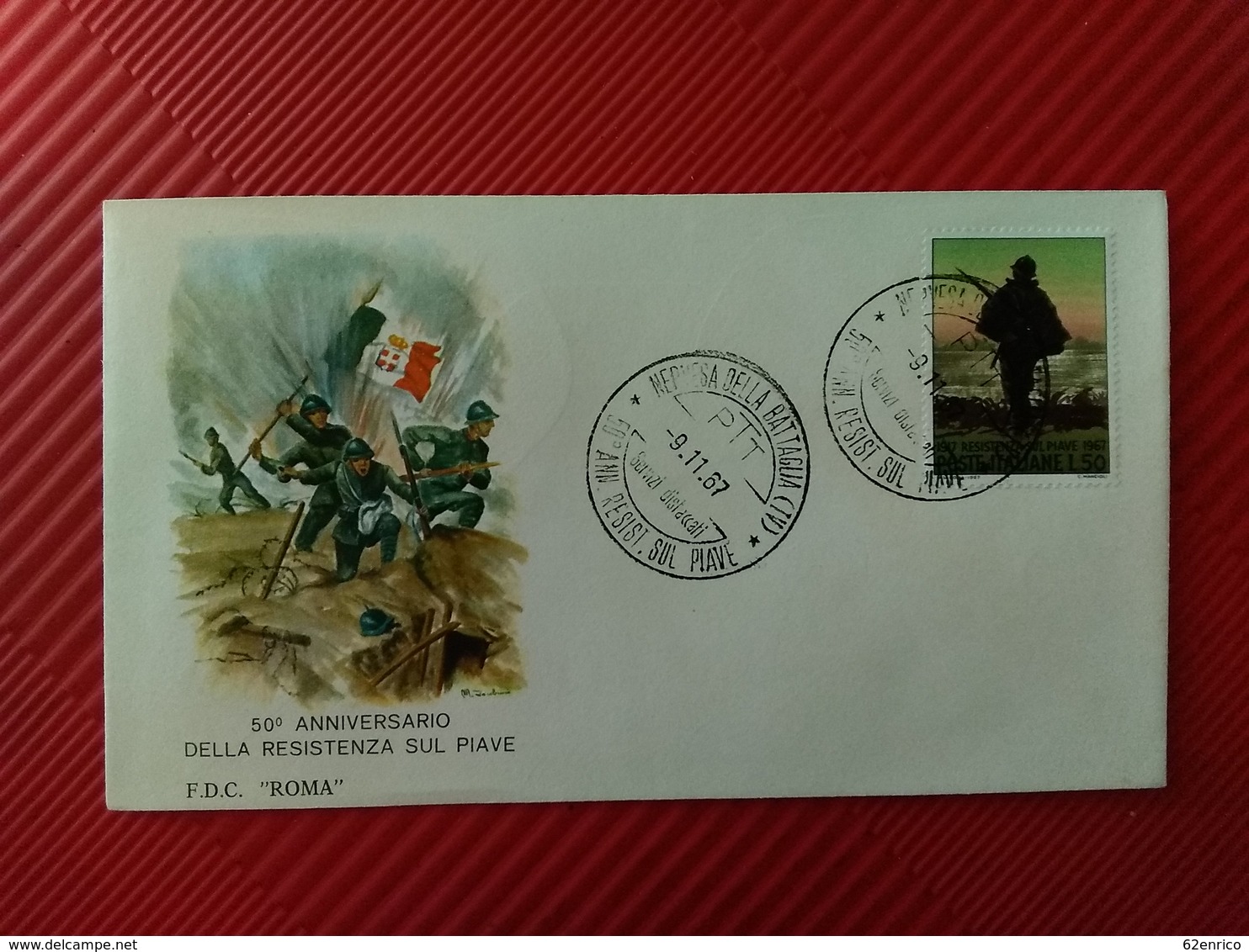 50 ANNIVERSARIO DELLA RESISTENZA SUL PIAVE - ANNULLO POSTALE - 1961-70: Poststempel