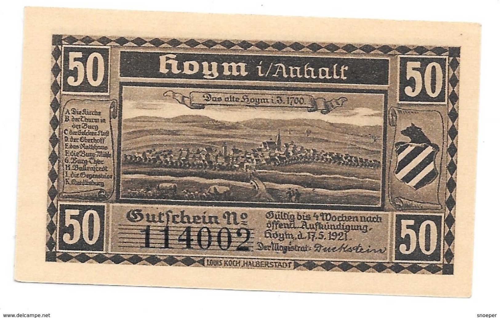 Notgeld   Hoym   50 Pfennig   634.4/6 - [11] Emissions Locales