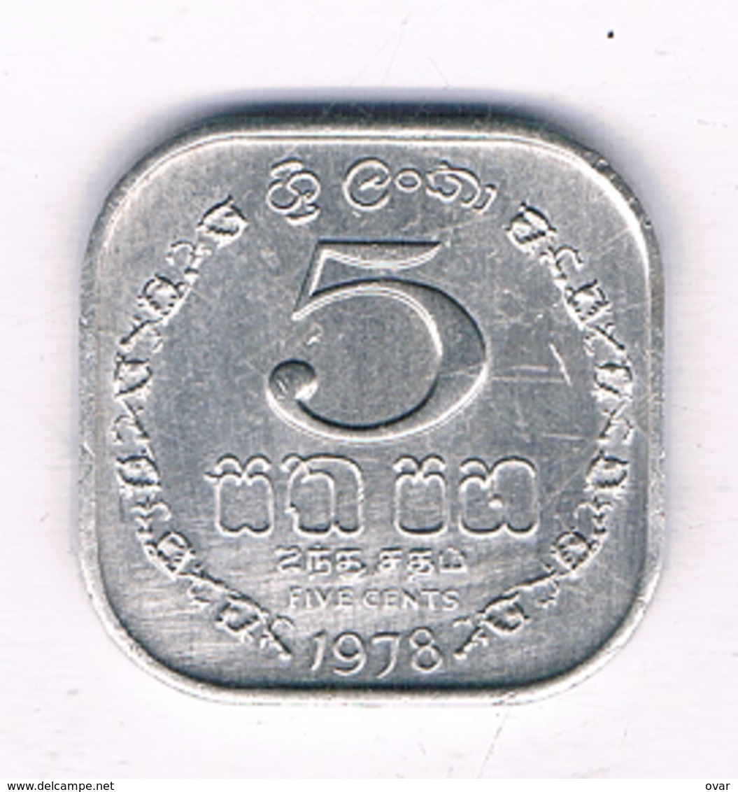 5 CENTS 1978   SRI LANKA /2624/ - Sri Lanka