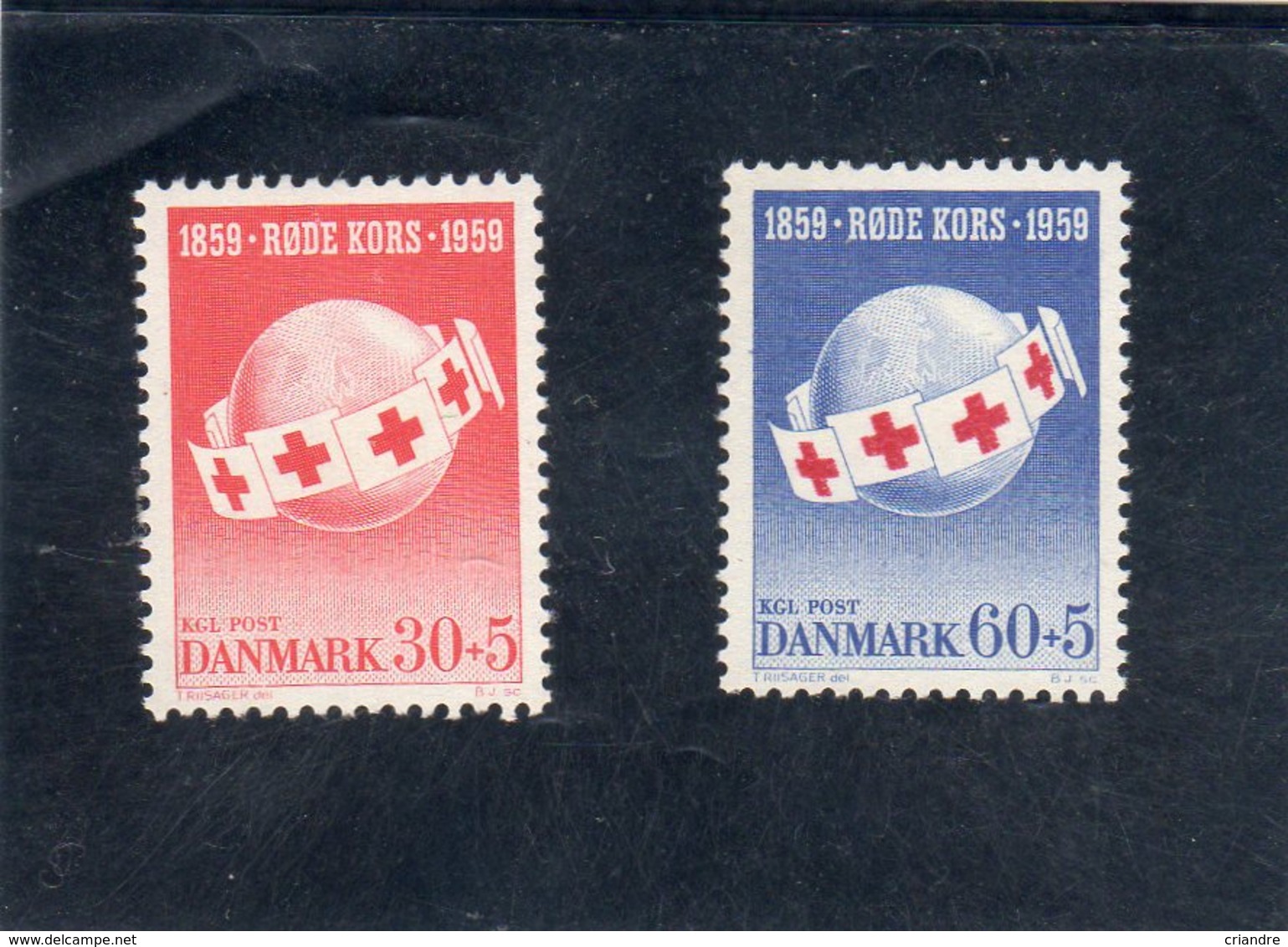 Danemark Année 1959 PA (centenaire De L'idée Croix Rouge)N° 383** Et 384** - Posta Aerea