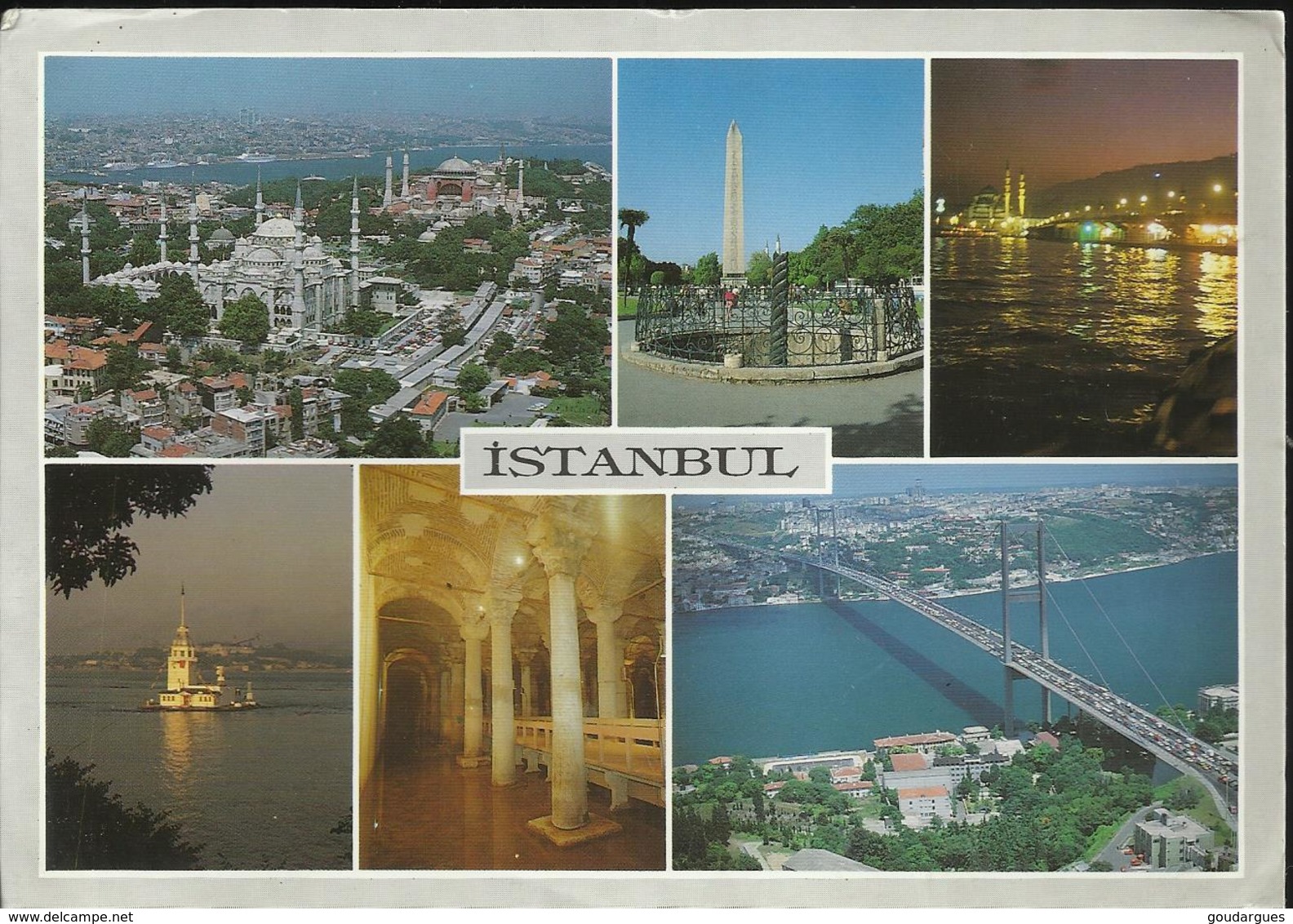 Istanbul - Multivue - Voyagée Vers La France1992, Timbre Kemal Ataturk 1000, Affranchissement Rouge - Turquie
