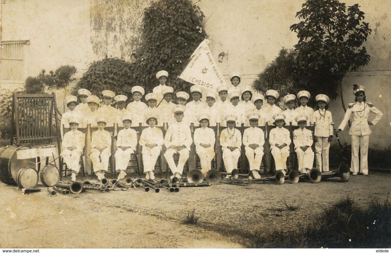 Real Photo  Remedios Las Villas . Banda Infantil 1937 .  Band . Orchestre . Foto Angel Parra - Cuba