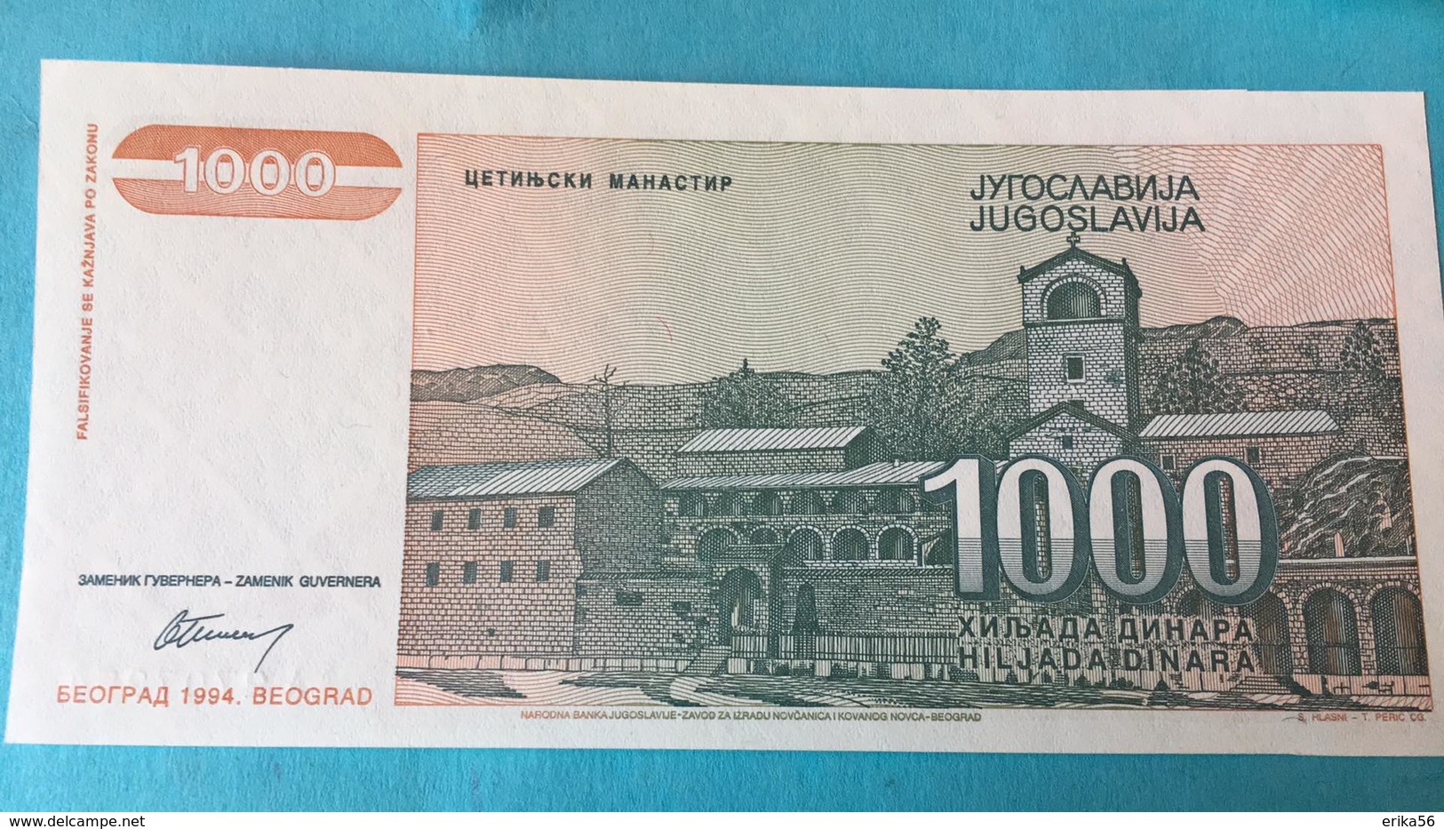 Billet Yugoslavie 1000 Dinar - Yougoslavie