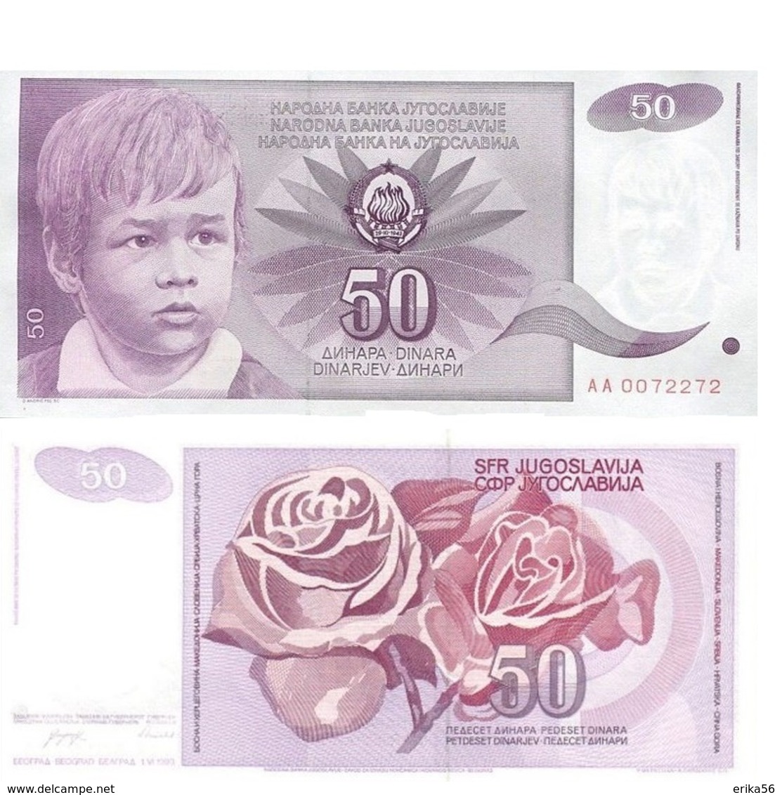 Billet Yugoslavie 50 Dinar - Yougoslavie