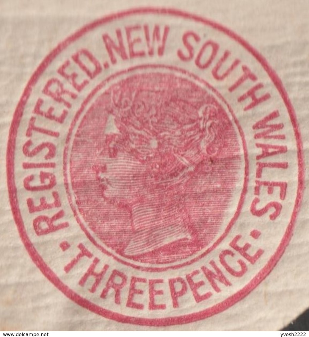 Nouvelles Galles Du Sud 1889. 3 Entiers Postaux, Enveloppes Recommandé. Victoria 3 Et 4 P, Impression Locale - Lettres & Documents