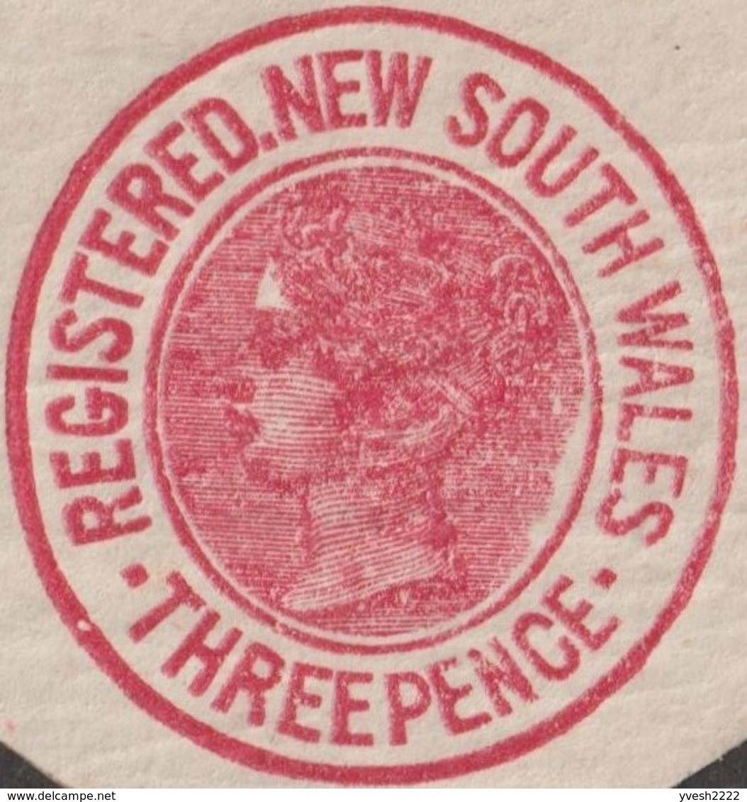 Nouvelles Galles Du Sud 1889. 3 Entiers Postaux, Enveloppes Recommandé. Victoria 3 Et 4 P, Impression Locale - Covers & Documents