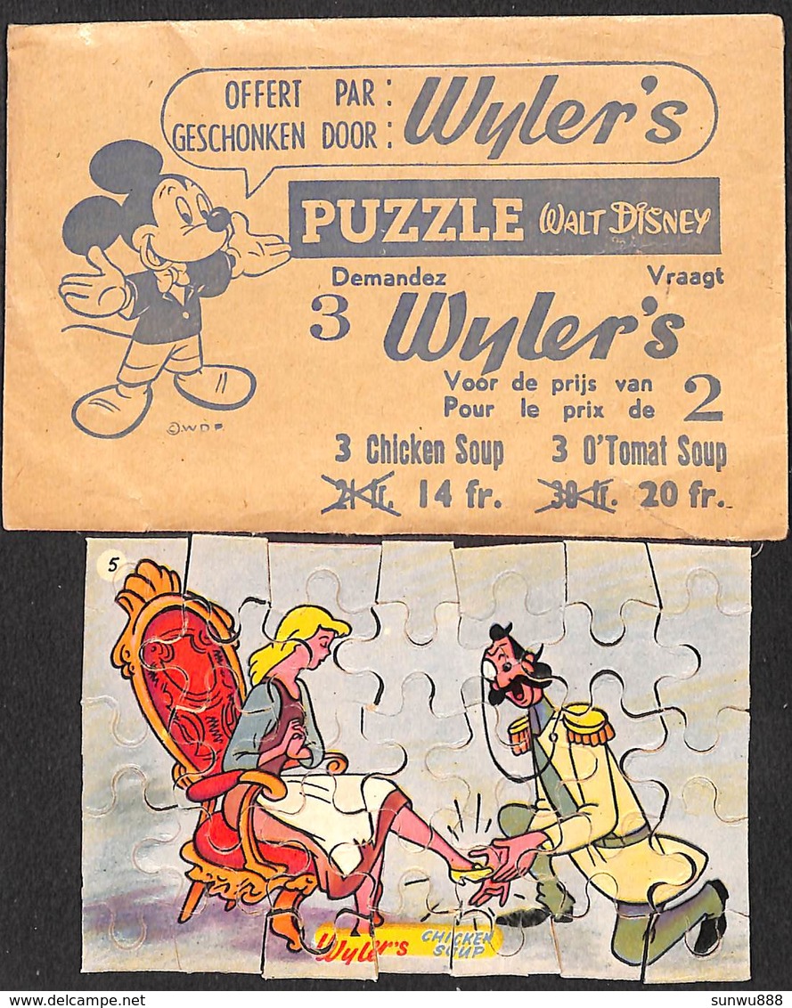 Puzzle Walt Disney Complet Wyler + Enveloppe : 13.5 X 9 Cm Cendrillon - Autres & Non Classés