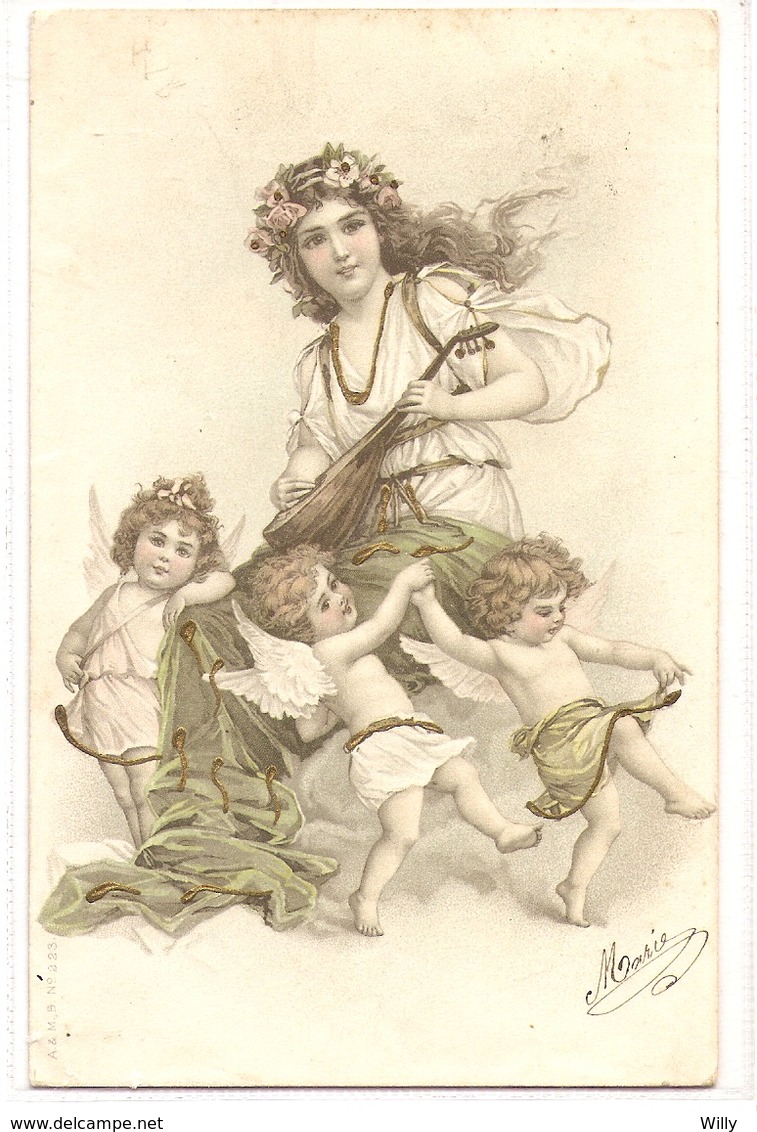 K 1942 OLD   ( 1904 ) FANTASY  POSTCARD  , CHILDREN   ,FINE ART , ANGELS - Autres & Non Classés