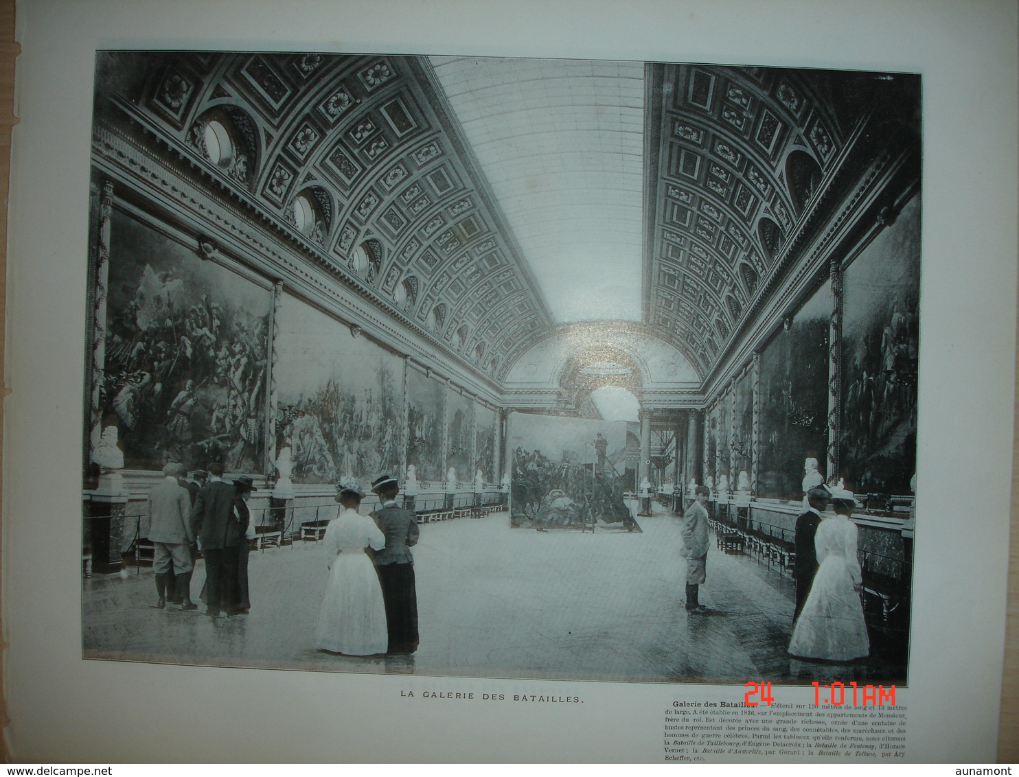 Lamina-Paris-1898--- La Galerie Des Batailles---Gabinet Du Consell--Appartements De Louis XV - Exposiciones