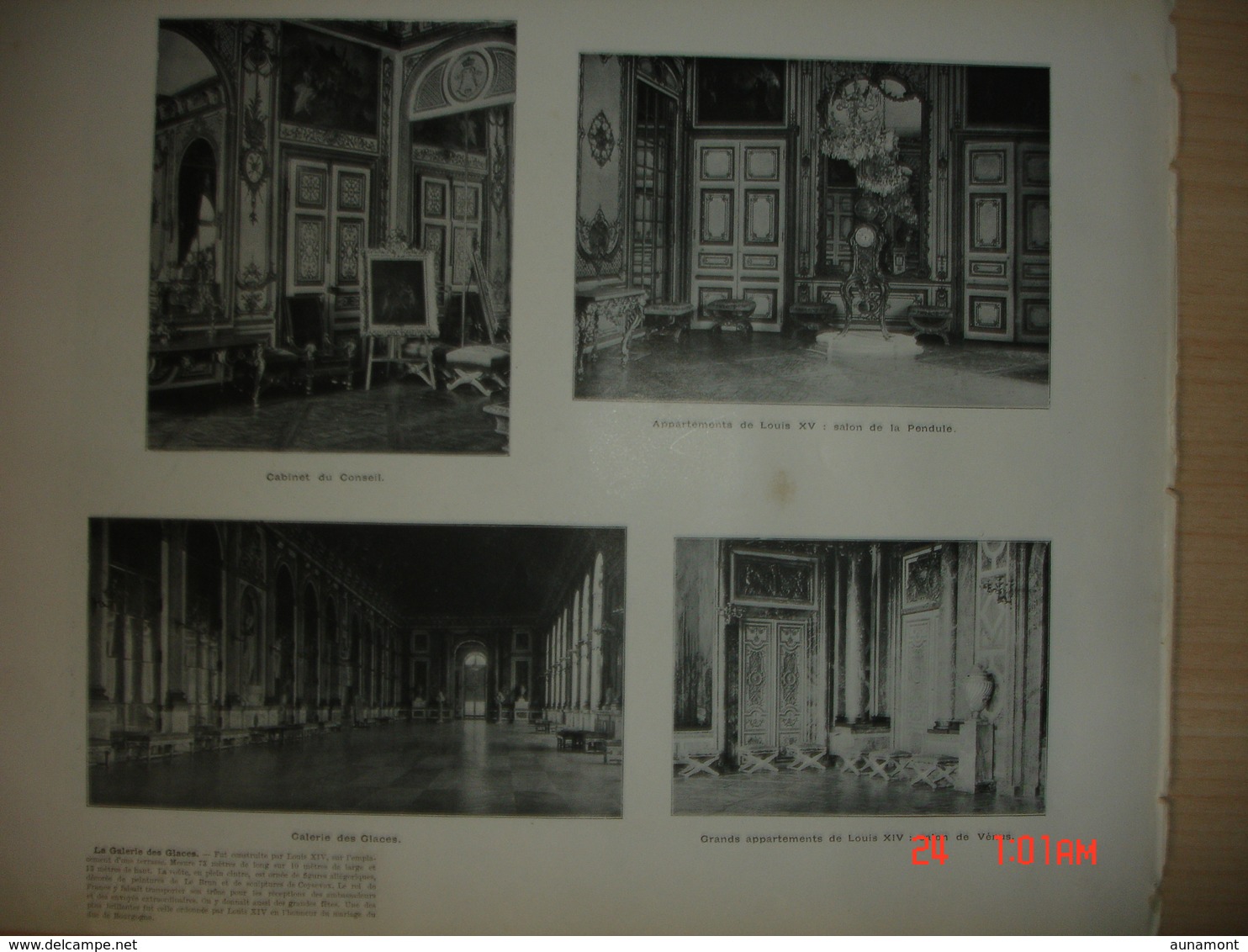 Lamina-Paris-1898--- La Galerie Des Batailles---Gabinet Du Consell--Appartements De Louis XV - Exposiciones