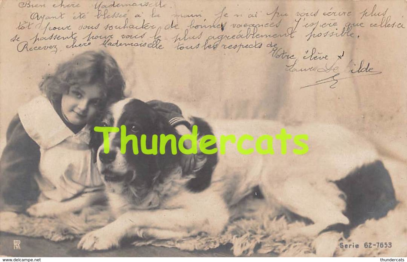 CPA JOLIE JEUNE FILLE CHIEN RPPC REAL PHOTO POSTCARD YOUNG GIRL WITH DOG  ( CACHET  THOLLEMBEEK 1902 ) - Portraits