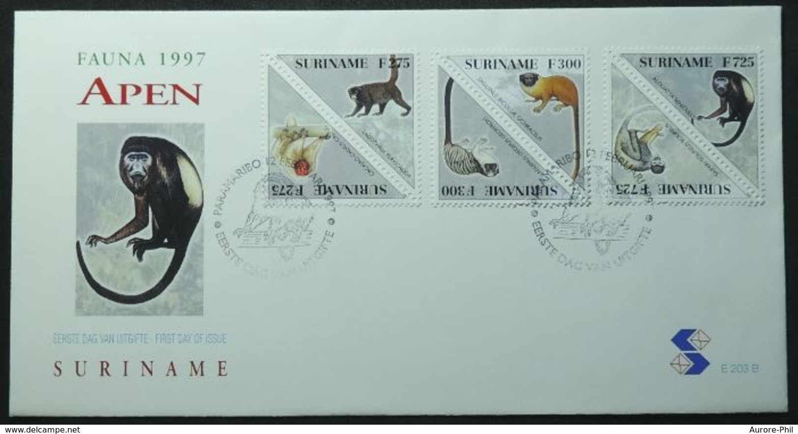 FDC Singes, Primates, Suriname 1997 (Paramaribo - Monkeys - E230B) - Scimmie