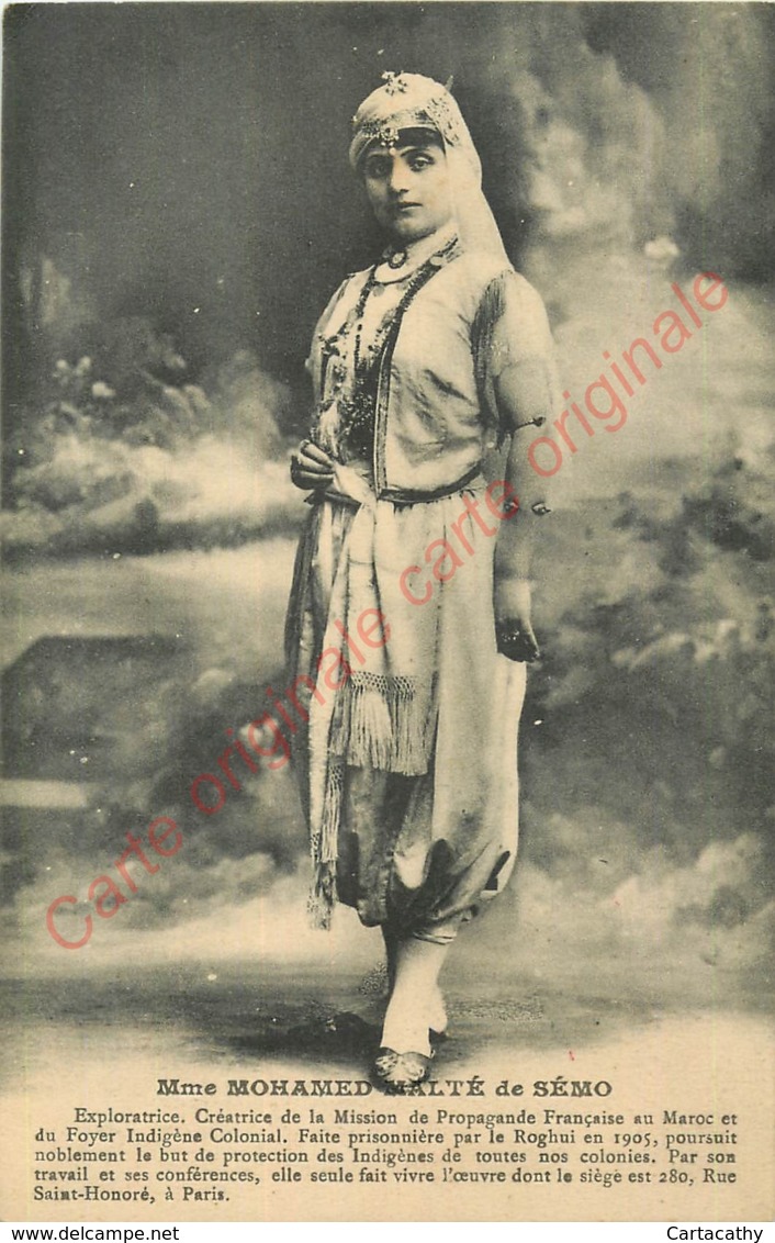 Mme MOHAMED MALTE De SEMO . Exploratrice Créatrice De La Mission De Propagande Française Au Maroc ... - Autres & Non Classés