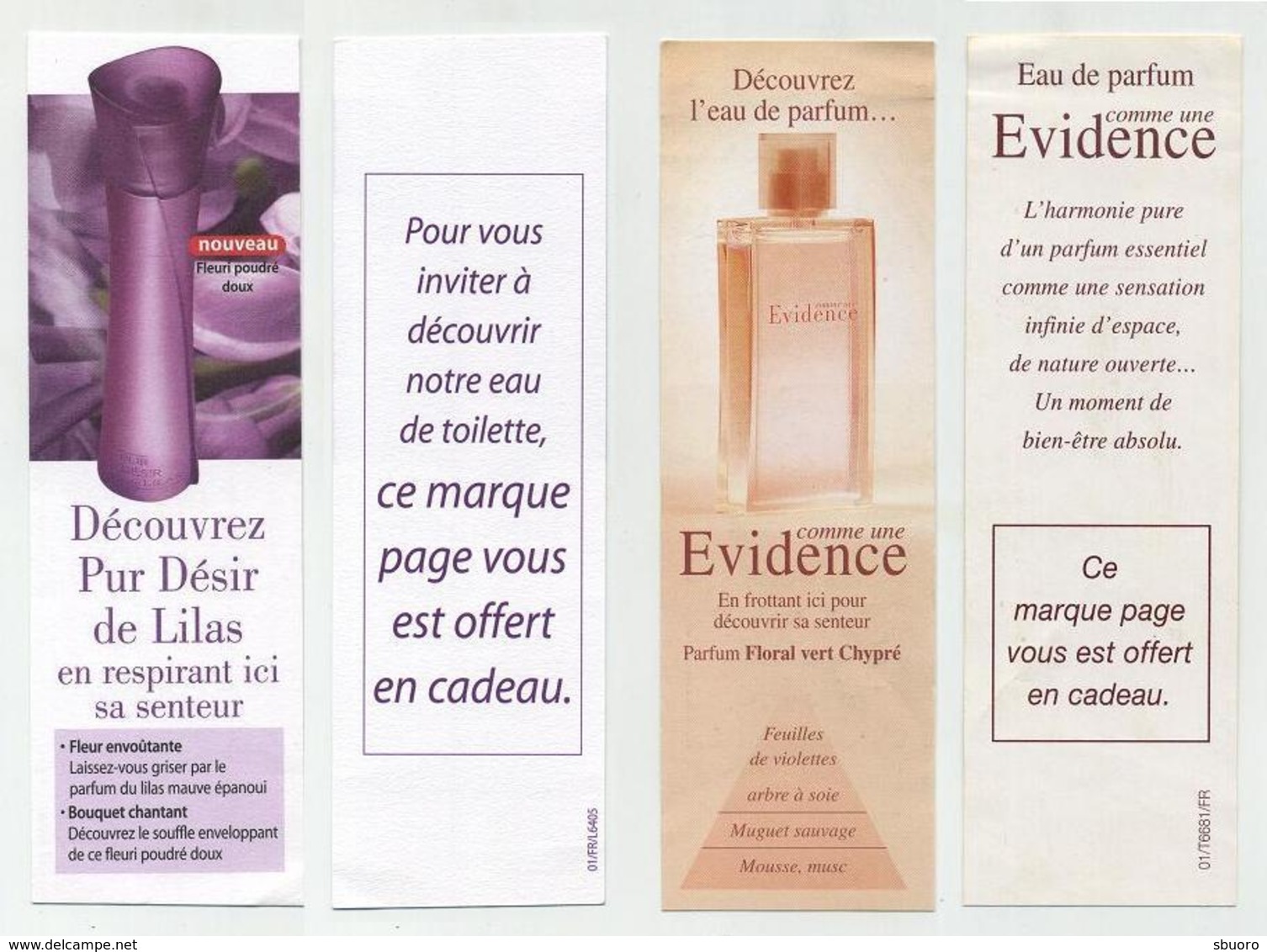 Lot De 2 Marque-page Thème Parfumerie - Beauté, Parfum, Eau De Toilette, Fragrances... Evidence, Pur Désir Lilas... - Marque-Pages