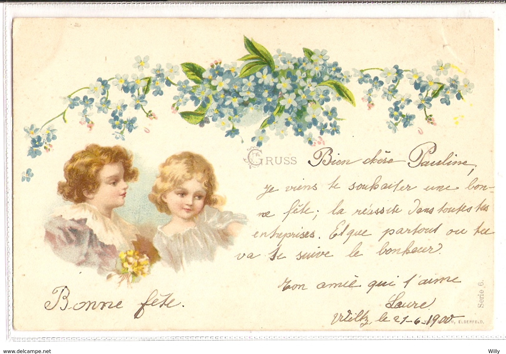 K 1968  OLD  ( 1900 )  FANTASY  POSTCARD  , CHILDREN , FINE ART - Autres & Non Classés