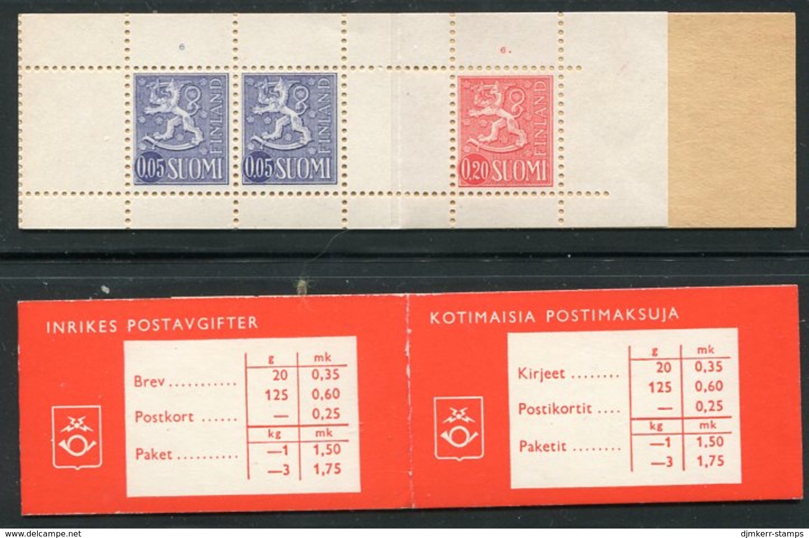 FINLAND 1965 Lion Definitive 0.50 Mk. Booklet Complete MNH / **.  Michel MH1 - Cuadernillos