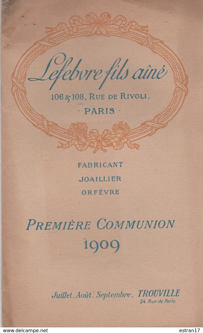 75 4ème LEFEBVRE FILS AINE FABRICANT JOAILLIER ORFEVRE 106 & 108 RUE DE RIVOLI - 1900 – 1949