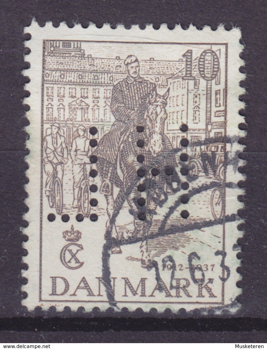 Denmark Perfin Perforé Lochung (H49) 'HL' Hans Lystrup, København Chr. X. 25 Jahre Regentschaft Horse Pferd Cheval - Variétés Et Curiosités