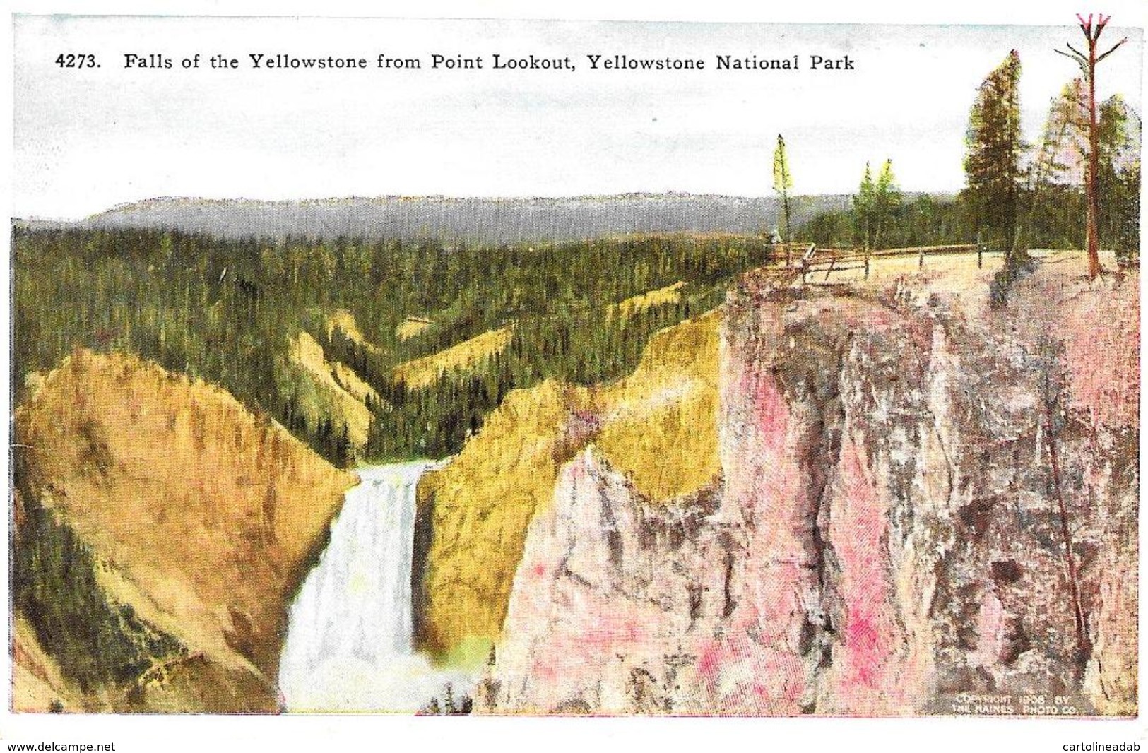 [DC12100] CPA - UNITED STATES - WYOMING - FALLS OF THE YELLOWSTONE FROM POINT LOOKOUT - PERFETTA - Non Viaggiata - Yellowstone