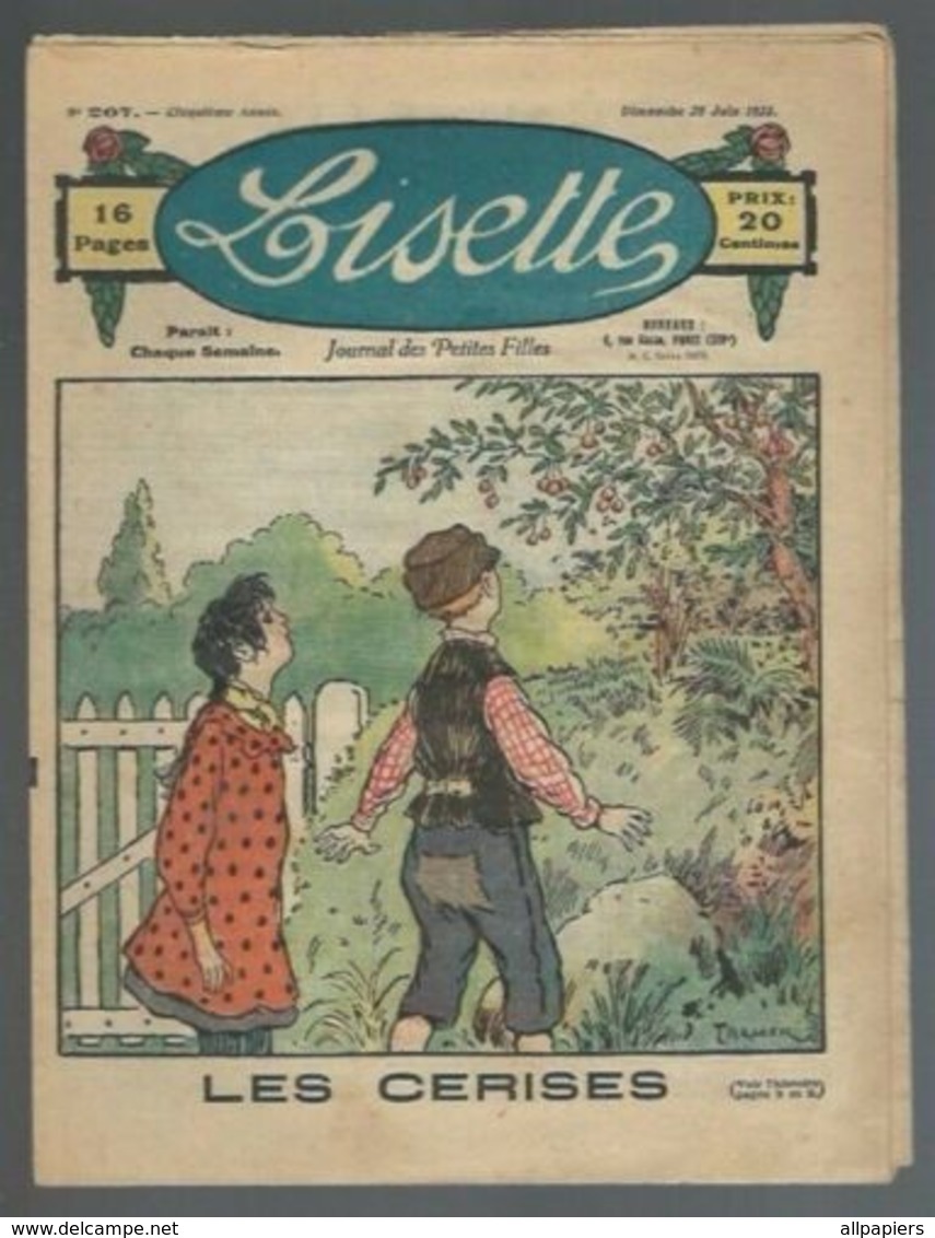 Lisette N°207 Les Cerises - Le Charmeur De Serpents - Pris Au Piège - Vêtement De Dessous Au Tricot Pour Fillette 1925 - Lisette